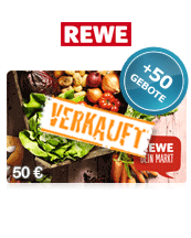 Rewe Gutschein 50 EUR + 50 Bids