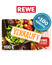 Rewe Gutschein 100 EUR + 100 Bids