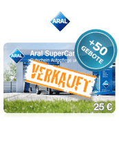 Immer das richtige Geschenk. ARAL Tankgutschein 25 EUR + 50 Bids